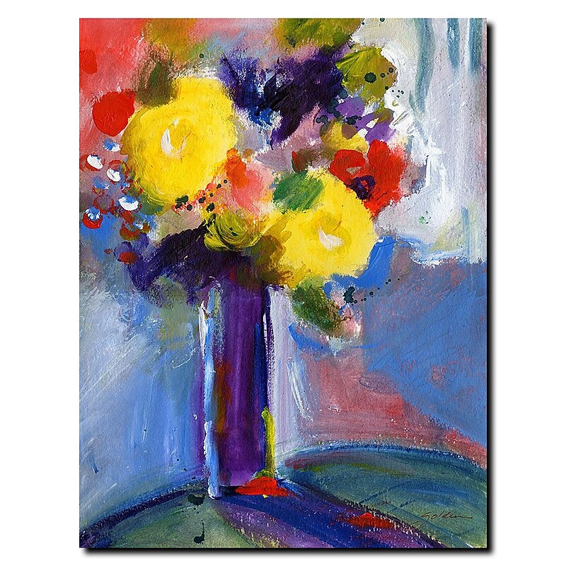 Trademark Fine Art Sheila Golden 'Cobalt Vase' Gallery Wrapped Canvas Art 24x32 Inches image 1