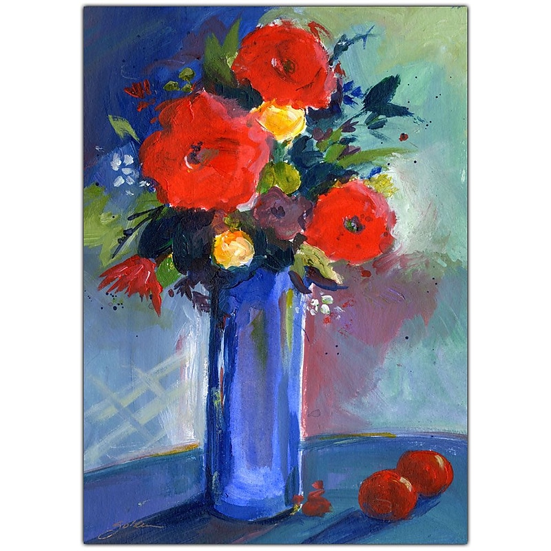 Trademark Fine Art Sheila Golden 'Red Flowers' Canvas Art 24x32 Inches image 1