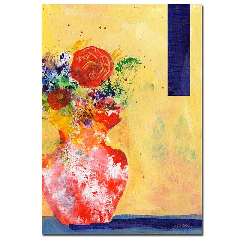 Trademark Fine Art Red Vase by Sheila Golden-Ready to Hang Canvas Art 18x24 Inches image 1