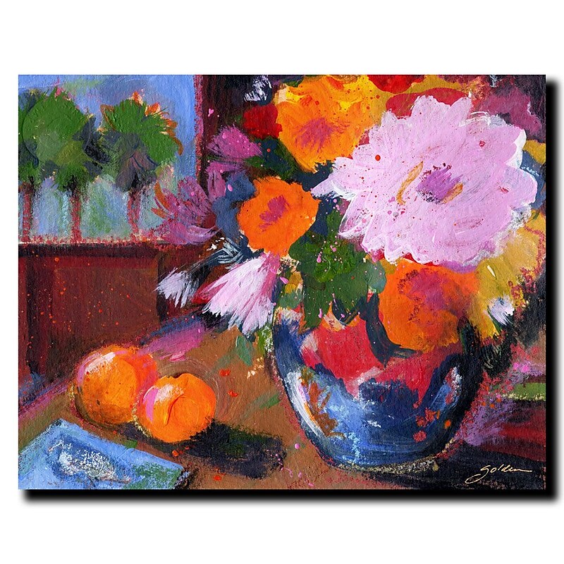 Trademark Fine Art White Flower Window by Sheila Golden-Gallery Wrapped 1 image 1