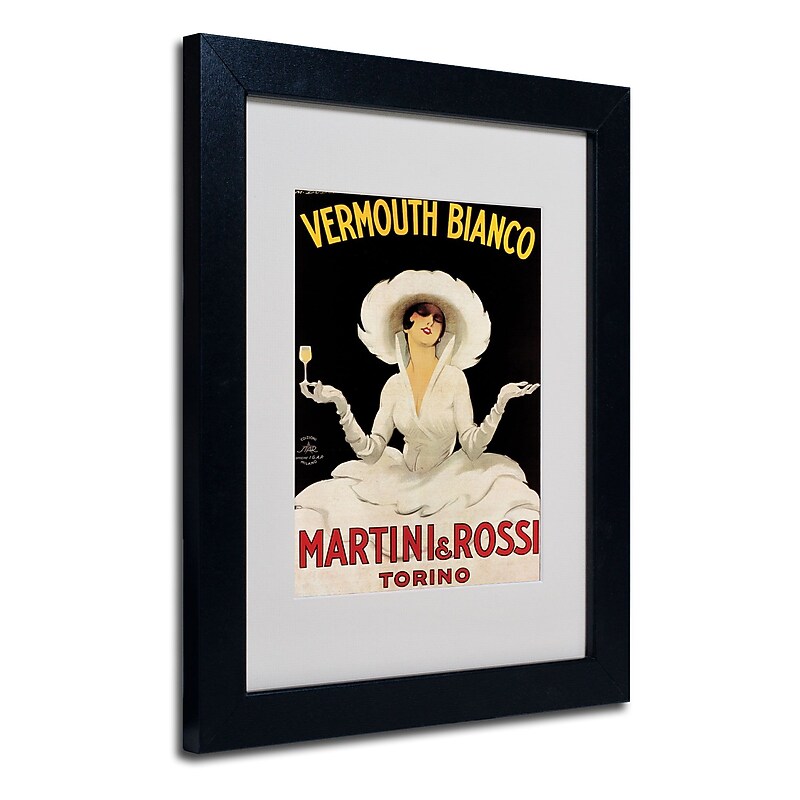 Trademark Fine Art Marcello Dudovich 'Vermouth Bianco Martini & Rossi' Black Frame 11x14 Inches image 1