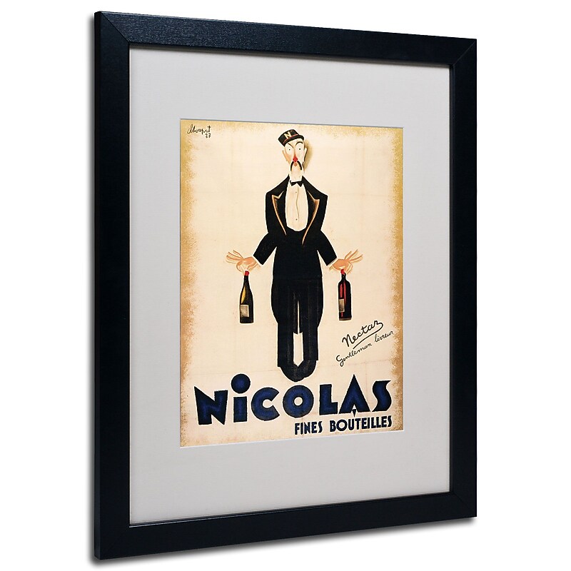 Trademark Fine Art 'Nicolas Fines Bouteilles' Matted Art Black Frame 16x20 Inches image 1