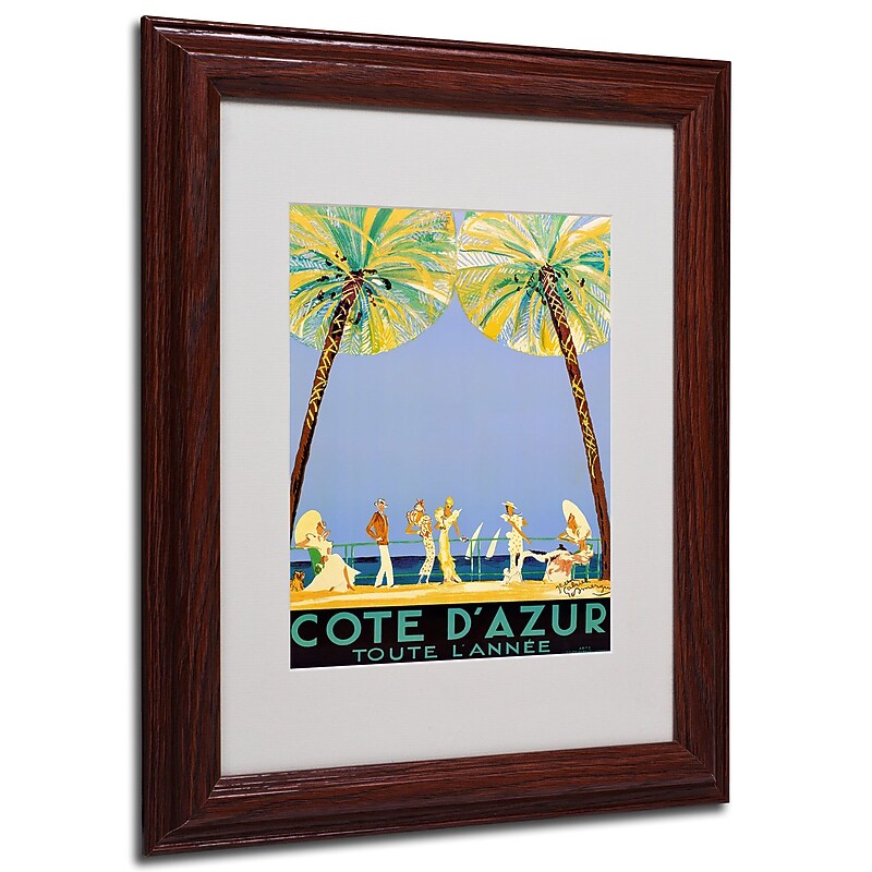 Jean Dumergue 'Cote D'Azur' Framed Matted Art - 11x14 Inches - Wood Frame image 1