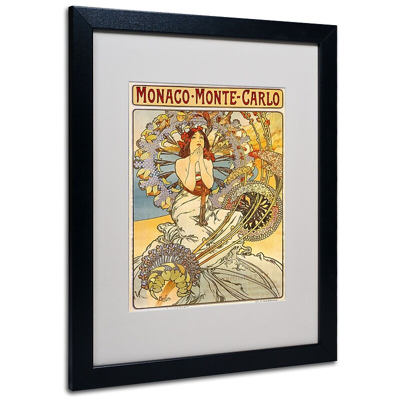 Trademark Fine Art Alphonse Mucha 'Monaco-Monte Carlo' Matted Art Black Frame 16x20 Inches image 1