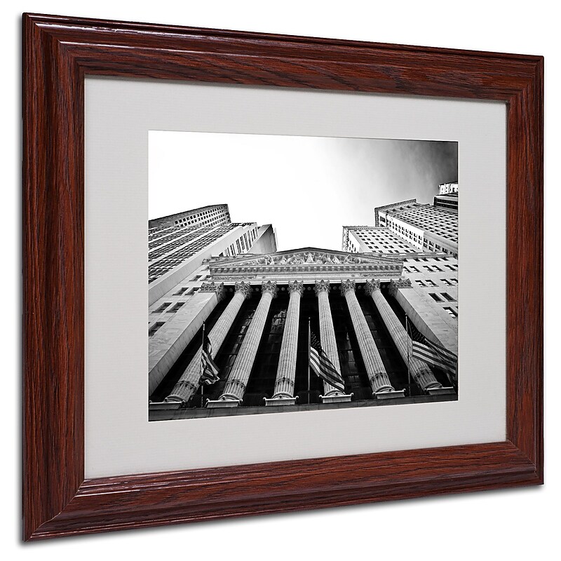 Yale Gurney 'The New York Stock Exchange' Matted Framed Art - 11x14 Inches - Wood Frame image 1