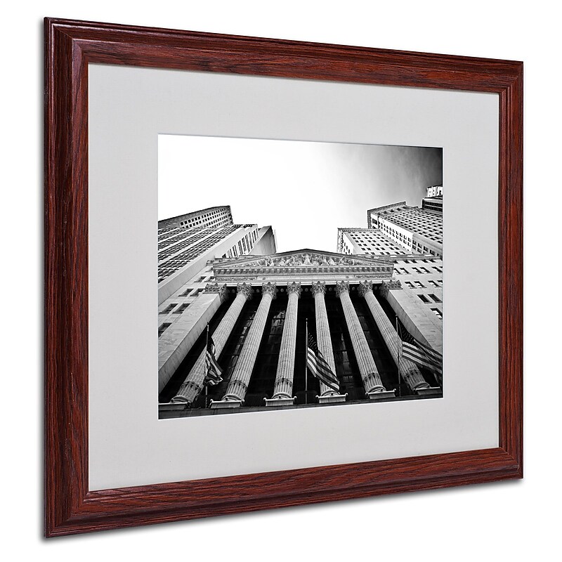 Yale Gurney 'The New York Stock Exchange' Matted Framed Art - 16x20 Inches - Wood Frame image 1