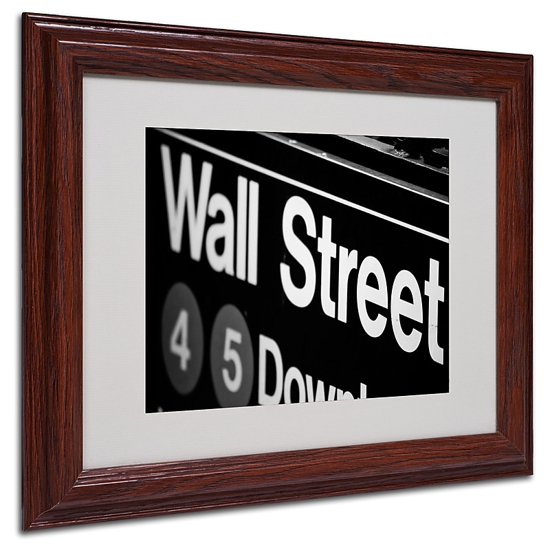 Yale Gurney 'Wall Street Next' Matted Framed Art - 11x14 Inches - Wood Frame image 1
