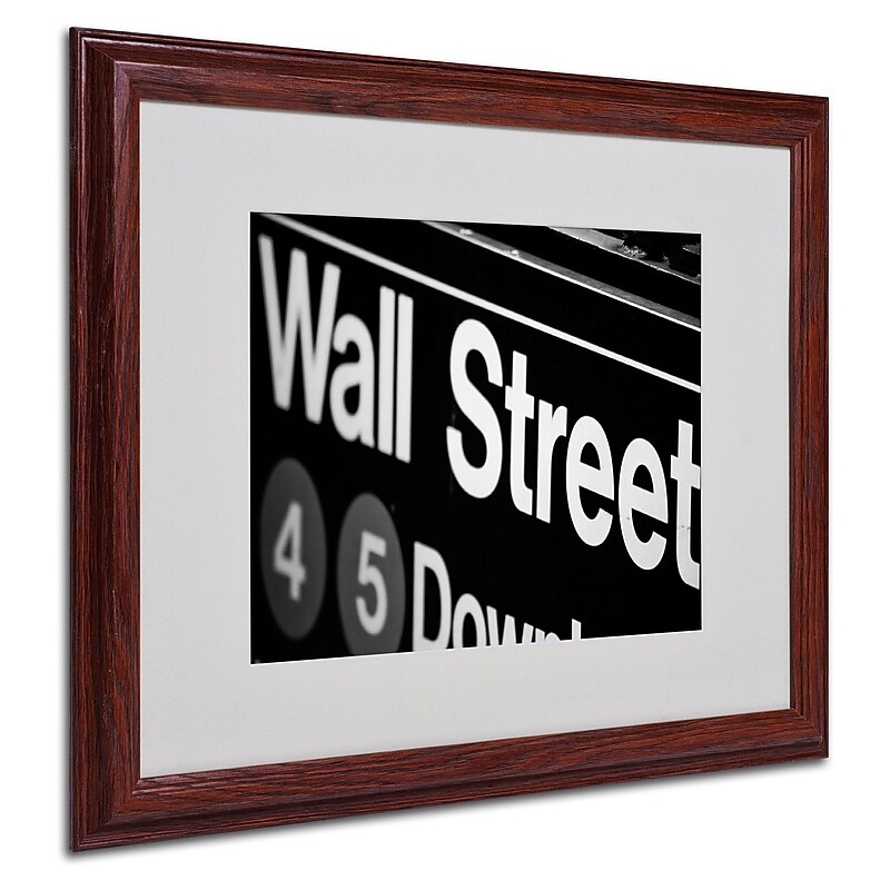 Yale Gurney 'Wall Street Next' Matted Framed Art - 16x20 Inches - Wood Frame image 1