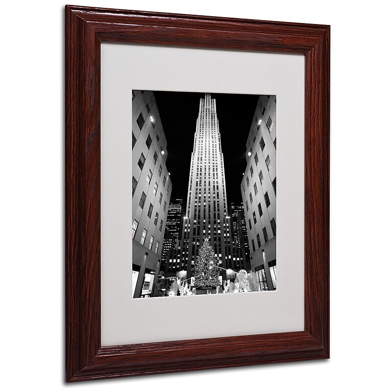 Yale Gurney 'Rockefeller Night' Matted Framed Art - 11x14 Inches - Wood Frame image 1