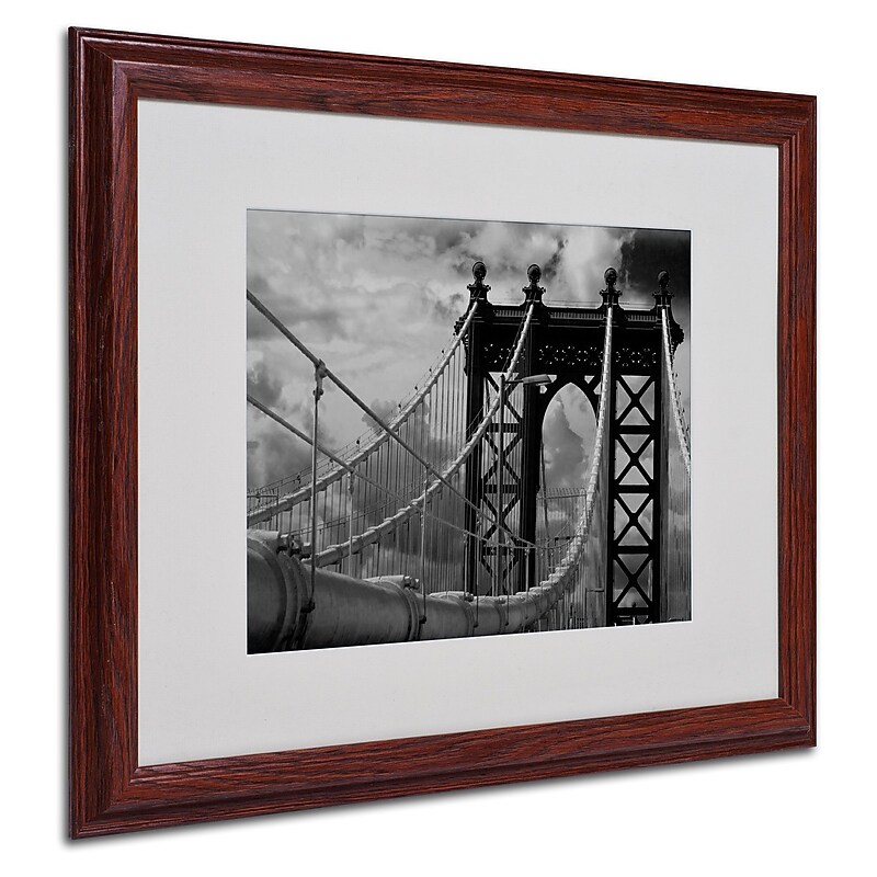 Yale Gurney 'Manhattan Bridge' Matted Framed Art - 11x14 Inches - Wood Frame image 1