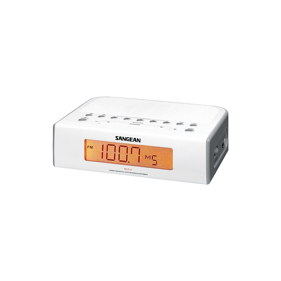 Sangean RCR 5 AM/FM Digital Tuning Clock Radio, White