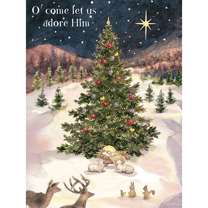 LANG Let Us Adore Him Boxed Christmas Card, 5 3/8" x 6 7/8", 18/Pack (1004647) image 1