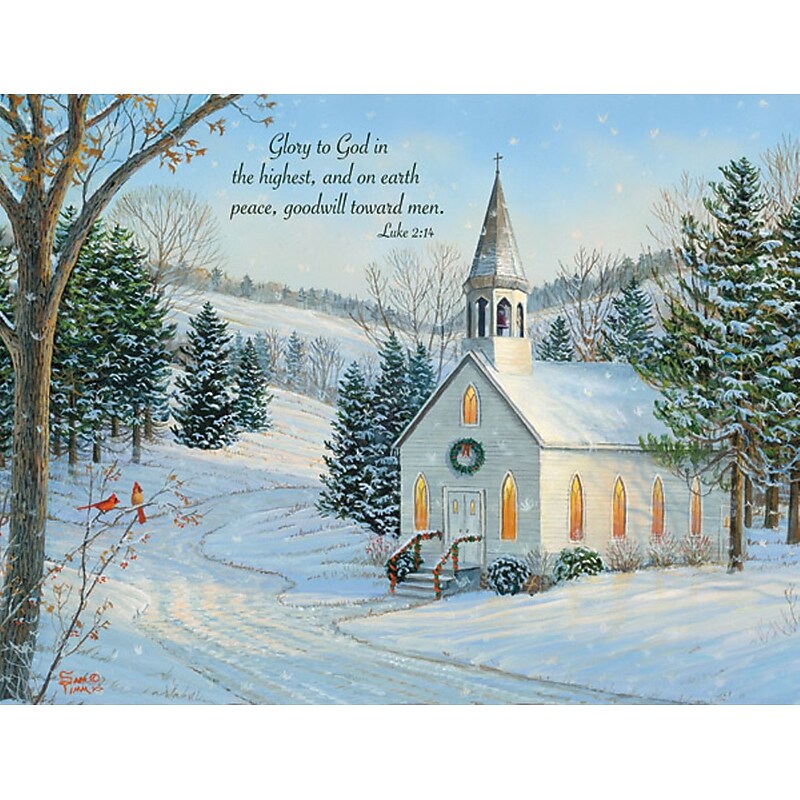 LANG Country Cheer Boxed Christmas Cards with Envelopes, 6 7/8" x 5 3/8", 18/Pack (1004668) image 1