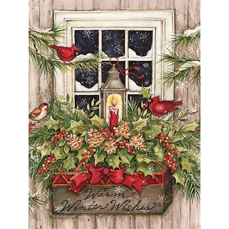 LANG Window Box Snow Boxed Christmas Cards with Enevlopes, 5 3/8" x 6 7/8", 18/Pack (1004688) image 1