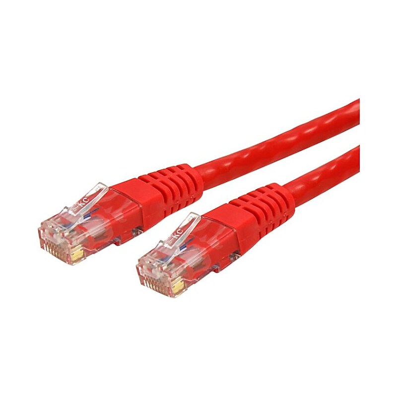 StarTech 50' Cat 6 Molded RJ45 UTP Gigabit Cat6 Patch Cable, Red image 1