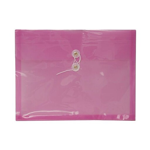 JAM Paper® Plastic Envelopes, Button String Tie Closure ...
