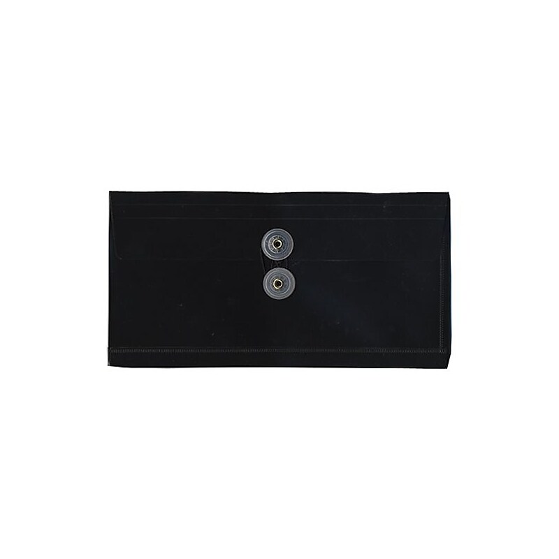 JAM Paper® Plastic Envelopes with Button and String Tie Closure, #10 Business Booklet, 5.25 x 10, Black, 108/Pack (921B1BLB) image 1