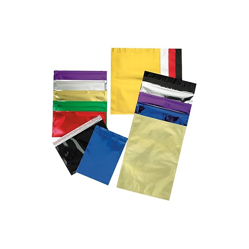 JAM Paper 10 x 13 Open End Foil Envelopes with Self-Adhesive Closure, Green, 25/Pack (1327713) image 1