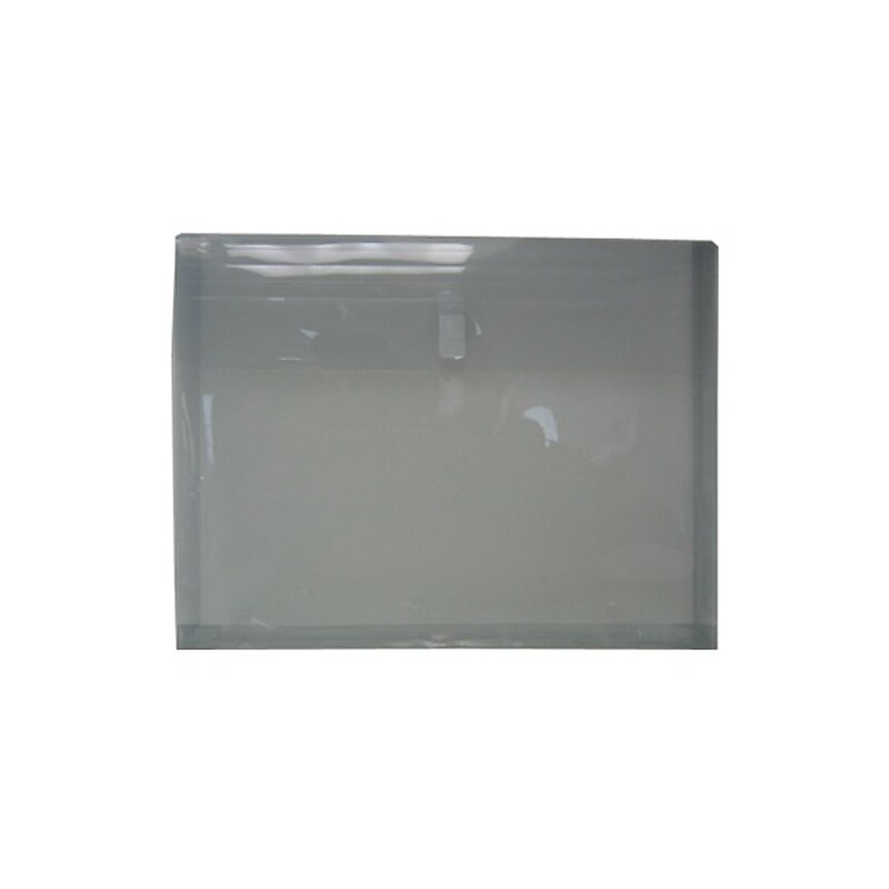 JAM Paper® Plastic Envelopes with Hook & Loop Closure, 9.75 x 13 with 1 Inch Expansion, Smoke Grey, 12/Pack (218V1SM) image 1