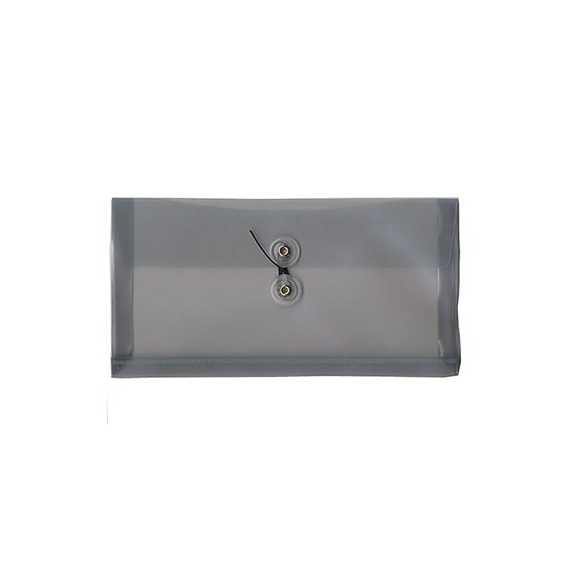 JAM Paper® Plastic Envelopes with Button and String Tie Closure, #10 Business Booklet, 5.25 x 10, Smoke Gray, 12/Pack (921B1SM) image 1
