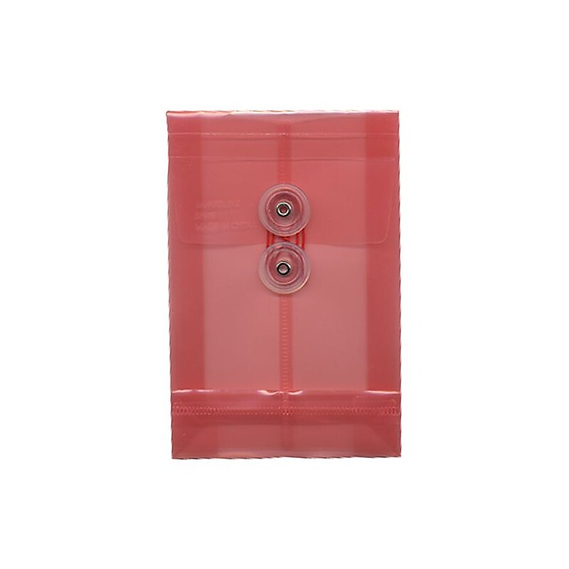 JAM Paper Plastic Filing Envelope with Button & String Closure, Pink, 12/Pack (473B1PI) image 1
