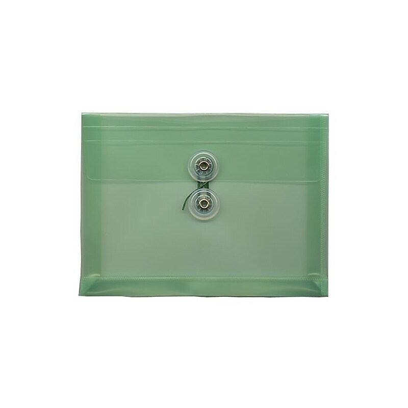 JAM Paper® Plastic Envelopes with Button and String Tie Closure, Index Booklet, 5.5 x 7.5, Green, 12/Pack (920B1GR) image 1