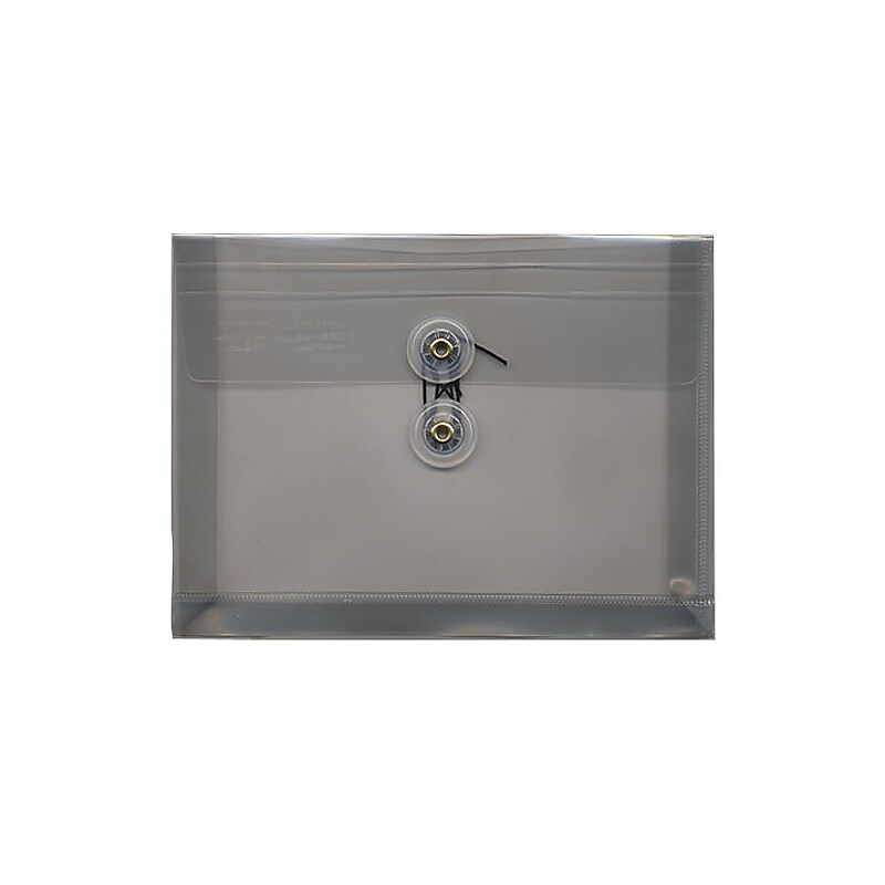 JAM Paper® Plastic Envelopes with Button and String Tie Closure, Index Booklet, 5.5 x 7.5, Smoke Gray, 12/Pack (920B1SM) image 1