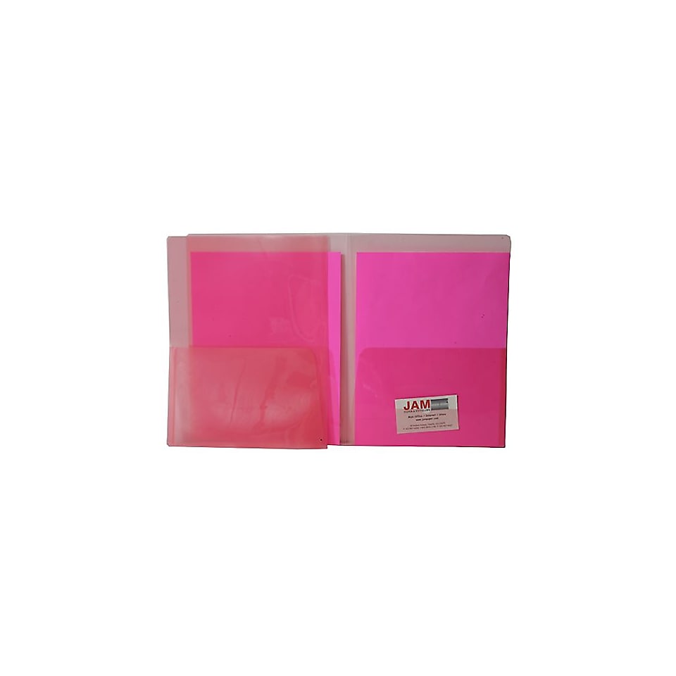 JAM Paper Plastic Regular Weight See Through Two Pocket Folder, Red, 108/Box