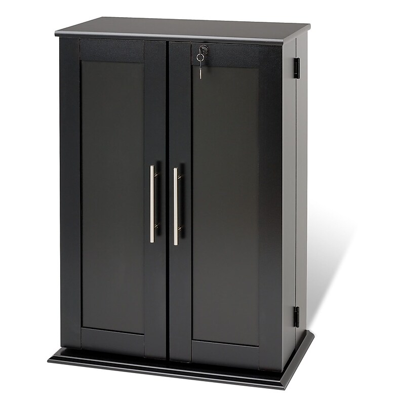 Prepac™ Locking Media Storage Cabinet With Shaker Doors, Black image 1