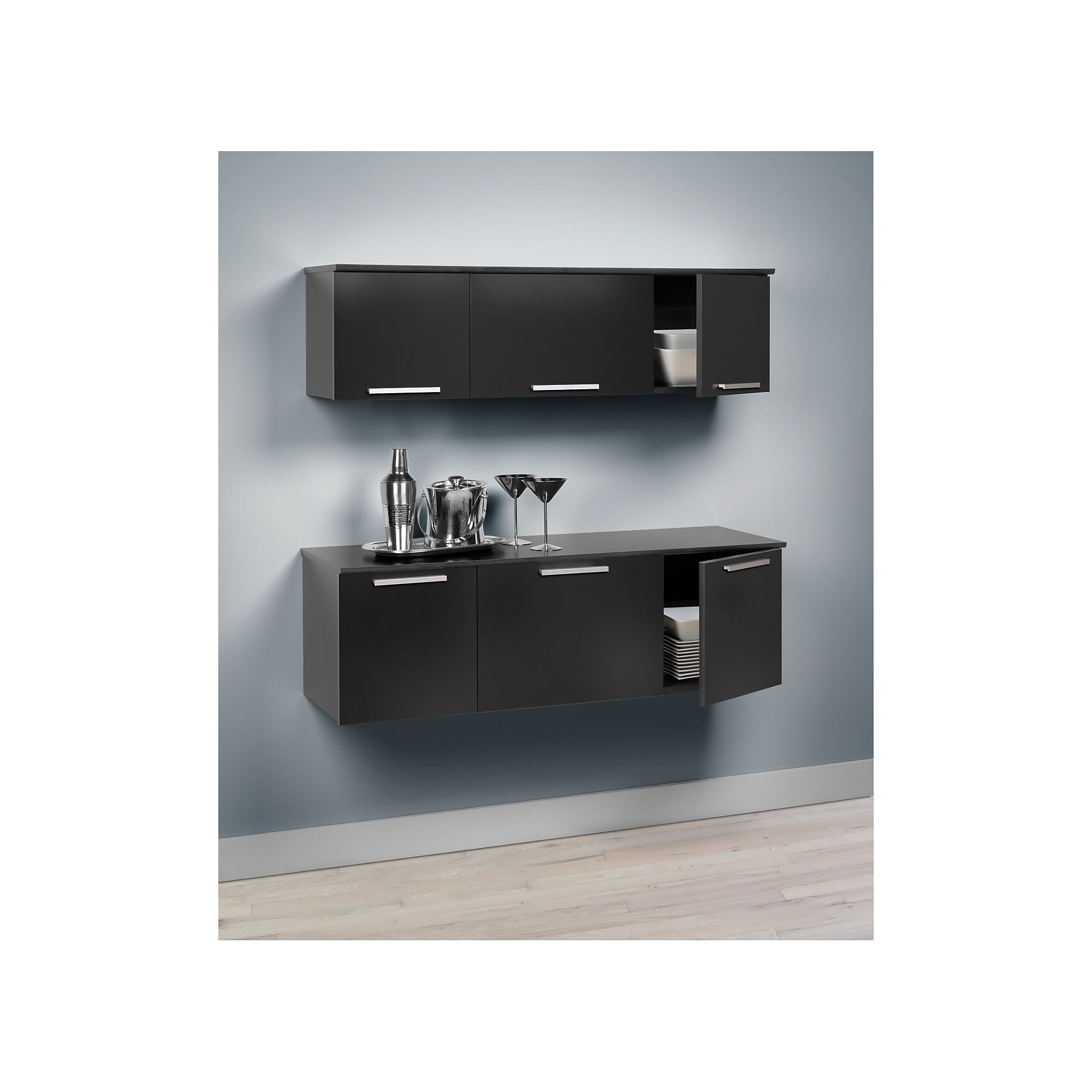 Prepac Coal Harbor Wall Mounted Hutch, 13″H x 47.25″W x 12″D, Black Sansujyuku sansujyuku.com