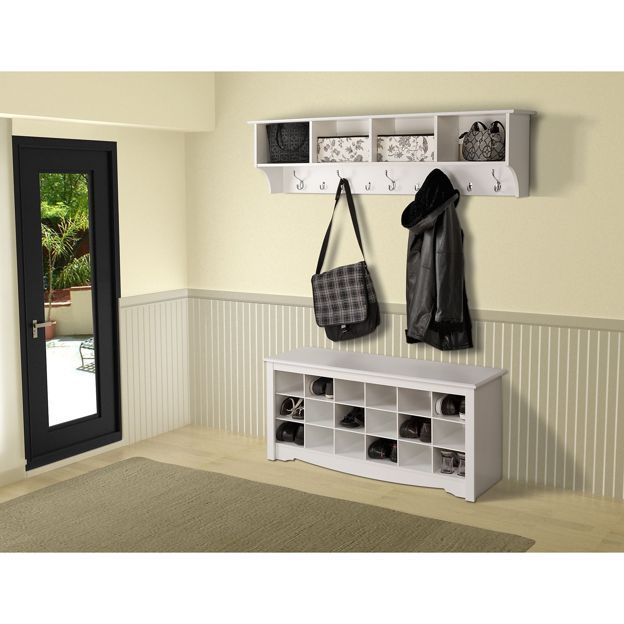 Prepac Wide Hanging Entryway Shelf, 60″ x 11.5″, White Sansujyuku sansujyuku.com