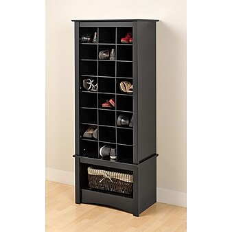 Prepac™ 61.25" Tall Shoe Cubbie Cabinet, Black