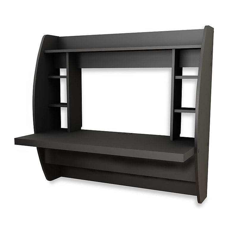 Prepac 42'' W L-Shape Metal Contemporary Wall Mounted Desk, Black (BEHW-0200-1) image 1