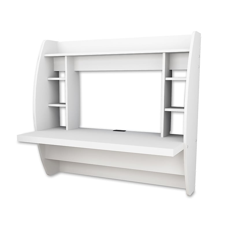 Prepac 42" Wall Mounted Floating Desk with Storage, White (WEHW-0200-1) image 1
