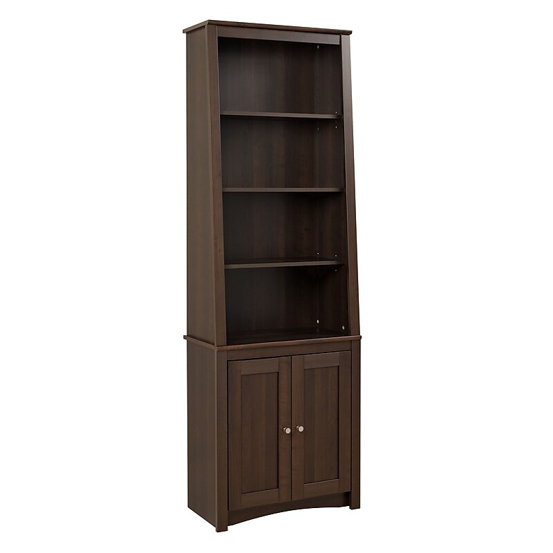 Prepac™ Tall Slant Back Bookcase With 2 Shaker Doors, Espresso image 1