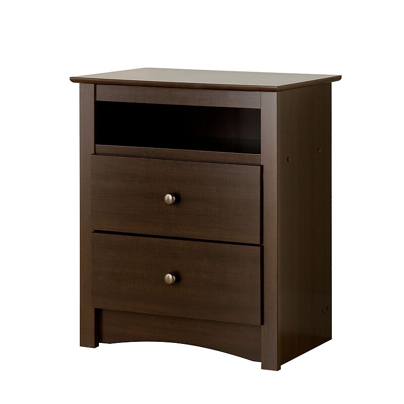 Prepac™ 28" Fremont Tall 2 Drawer Nightstand With Open Shelf, Espresso image 1