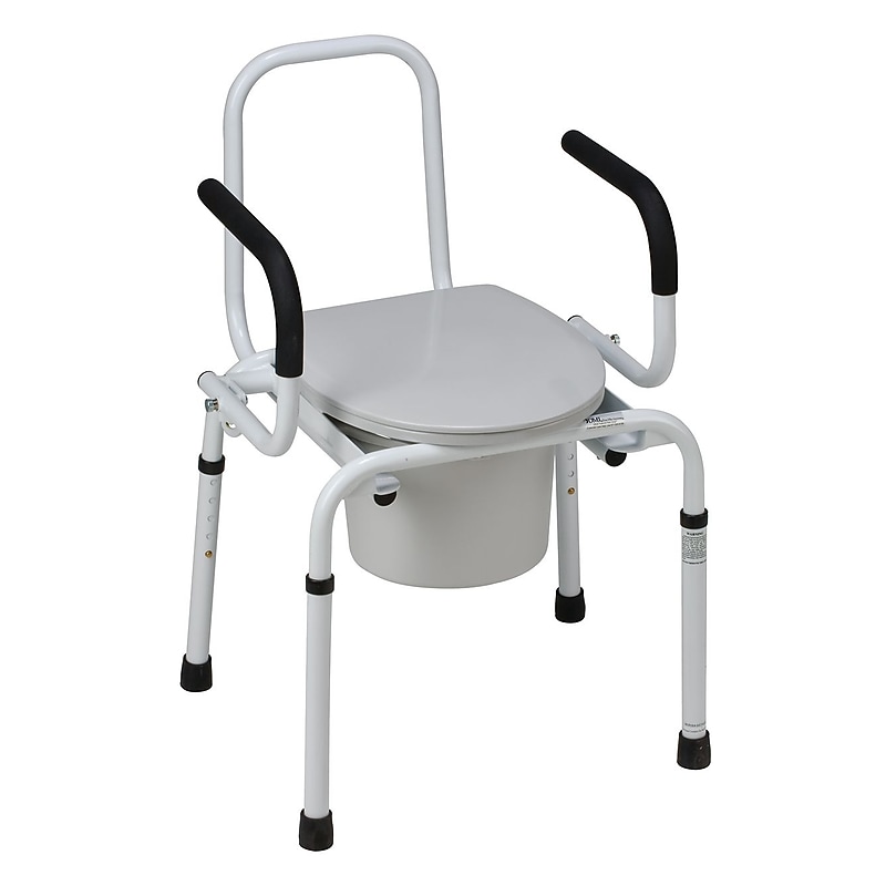 DMI 3-in-1 Commode, Drop Arms, Back Rest, Steel Frame, 250 Lb. Capacity (520-1213-1900) image 1