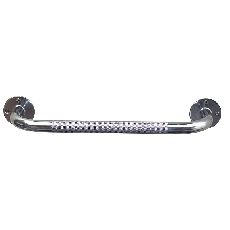 HealthSmart 16" Steel Knurled Grab Bar, Chrome (521-1570-0616HS) image 1