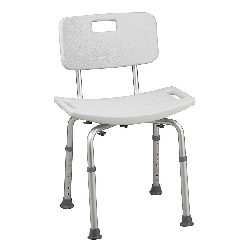 HealthSmart Shower Seat, Armless, Back Rest, Aluminium Frame, 325 Lb. Capacity, White (522-9816-1900) image 1