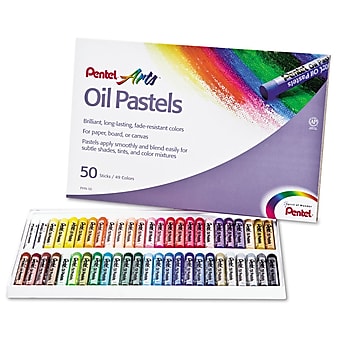 Pentel Oil Pastel Set With Carrying Case, Assorted, 50/Set