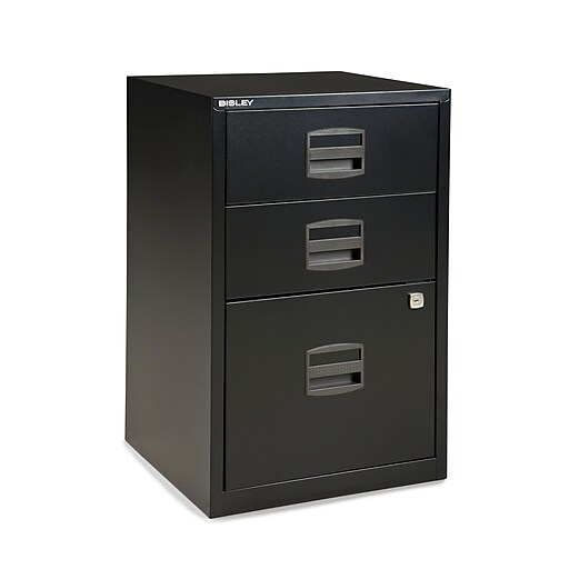 Bisley Three Drawer Steel Home or Office Filing Black, Letter