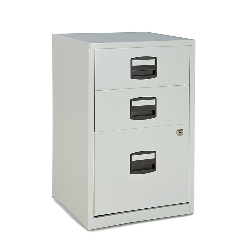 Bisley® Three Drawer Steel Home Filing Cabinet, Light Gray image 1