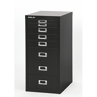 Bisley® 8 Drawer Steel Desktop Multidrawer Cabinet, Black