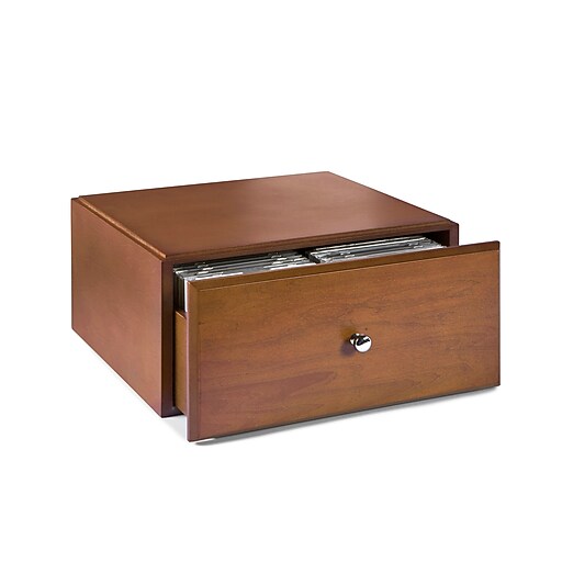Bindertek Stacking Wood Desk Organizers Media Drawer, Cherry (WMDCH