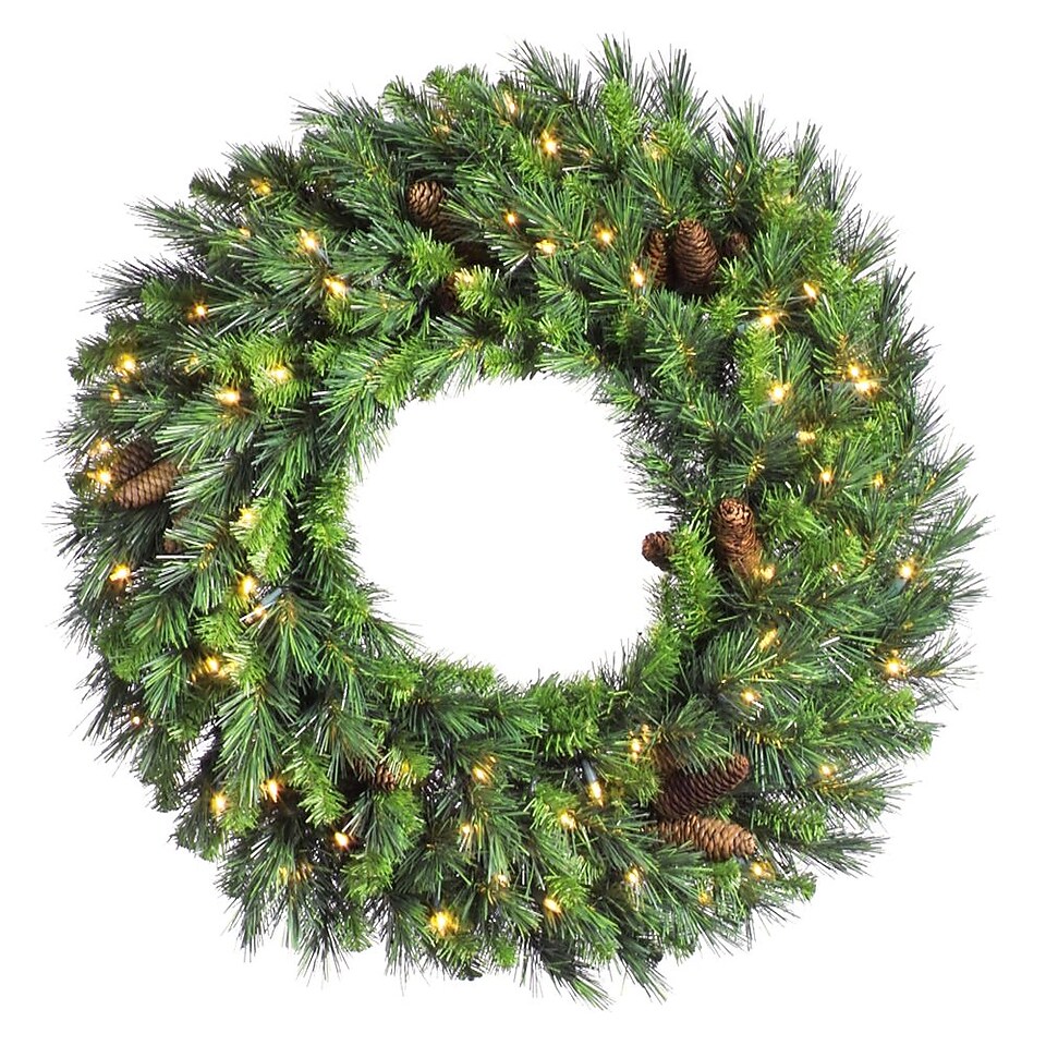 Vickerman 60 Cheyenne Pine Wreath With 860 Tips & 280 Dura Lit Clear Light, Green
