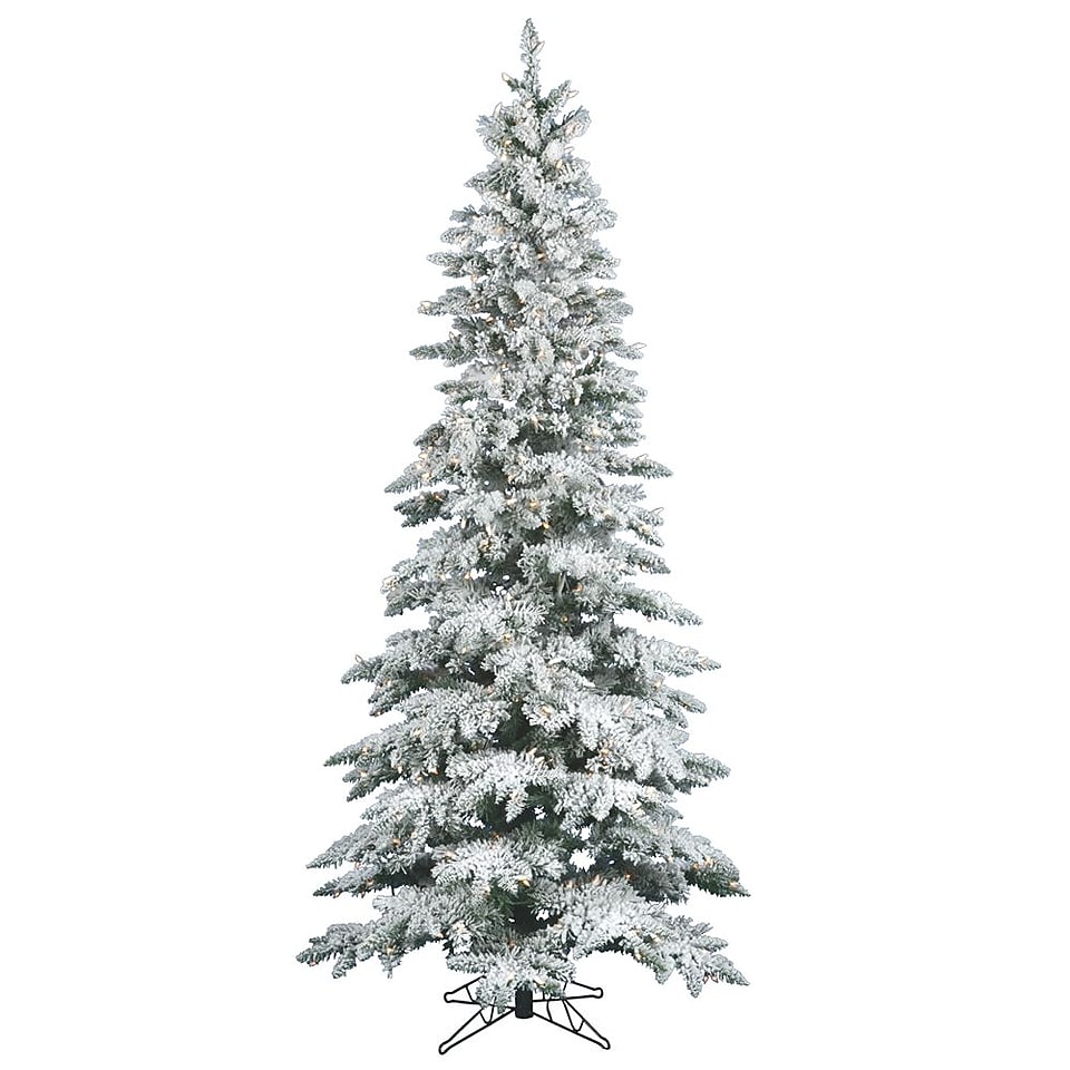 Vickerman 7.5 x 43 Flocked Utica Fir Tree With 1019 PVC Tips & 400 Warm Italian LED Light, White