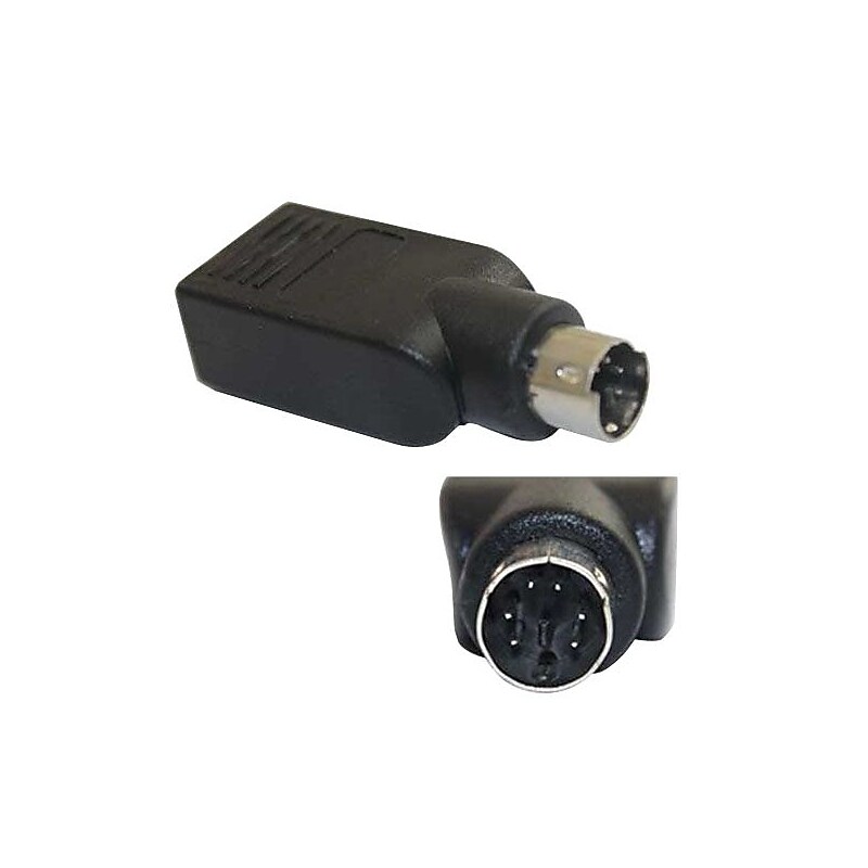 4XEM 4XUSBFPS2M Mini-DIN (PS/2) to USB Adapter, Black image 1