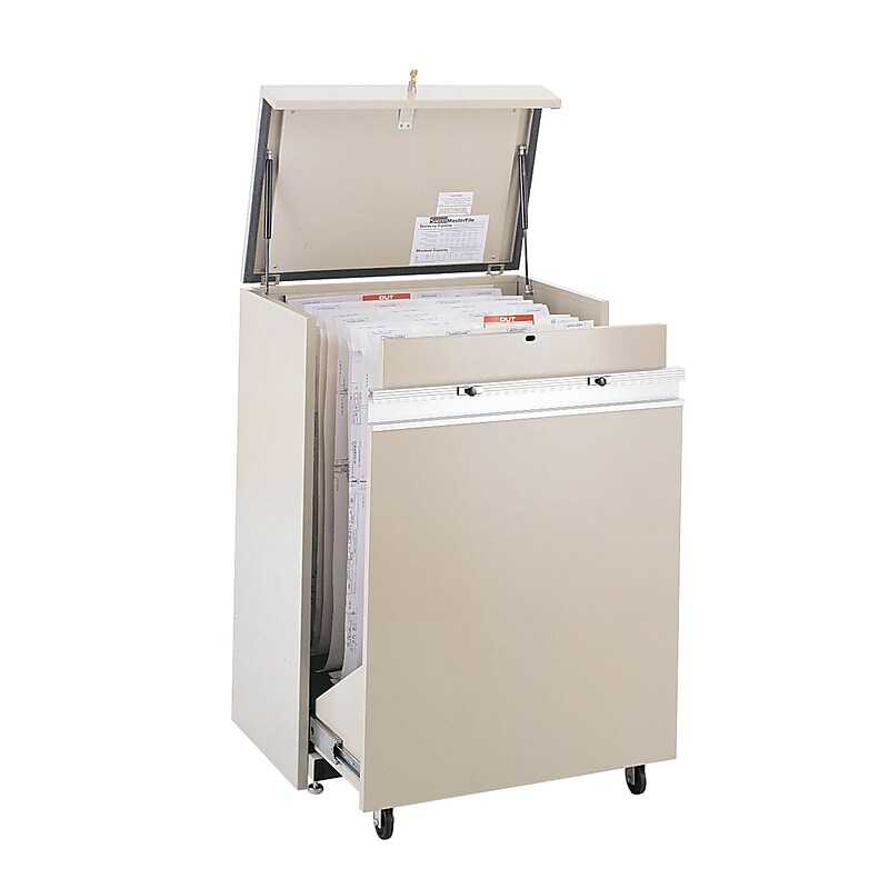 Safco 2-Drawer Mobile File Cabinet, Specialty Size, Lockable, 45"H x 32"W x 21.5"D, Beige (5023AH) image 1