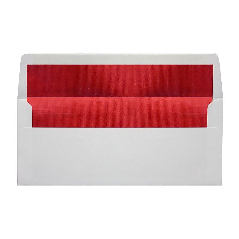 LUX 4 1/8" x 9 1/2" #10 60lbs. Envelopes, White With Red LUX Lining, 50/Pack image 1