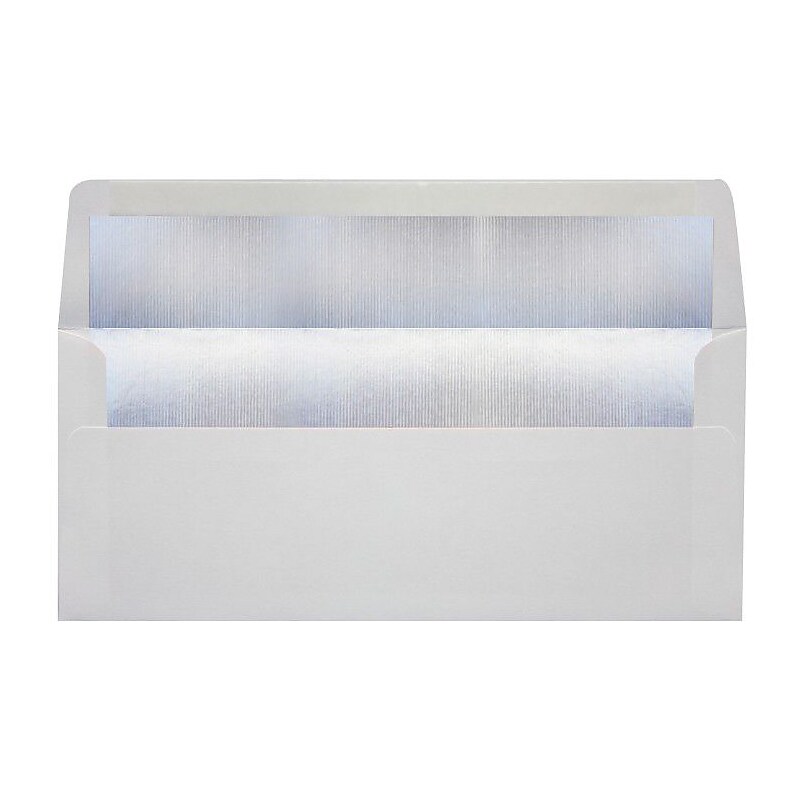 LUX 60lbs. 4 1/8" x 9 1/2" #10 Business Envelopes, White With Silver LUX Lining, 250/BX image 1